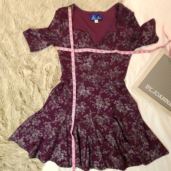 *BLUE RAIN* Purple and Silver Brocade Fit and Flare - Picture 3 of 7